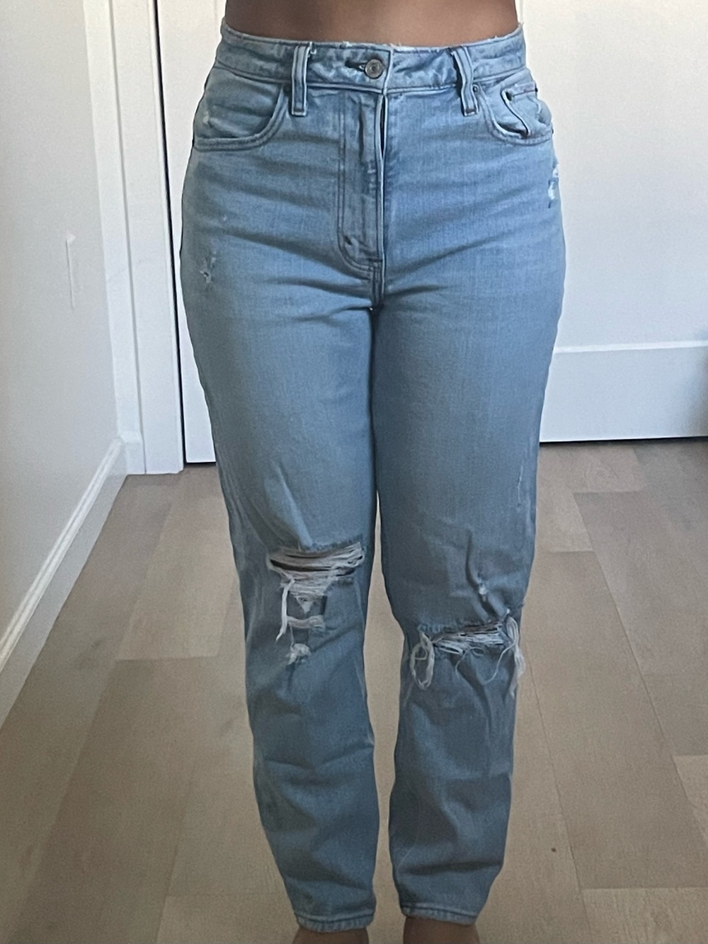 Light Blue Distressed High-Rise Women's Jeans